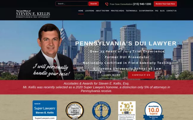 Screenshot of the The Law Offices of Steven Kellis Website