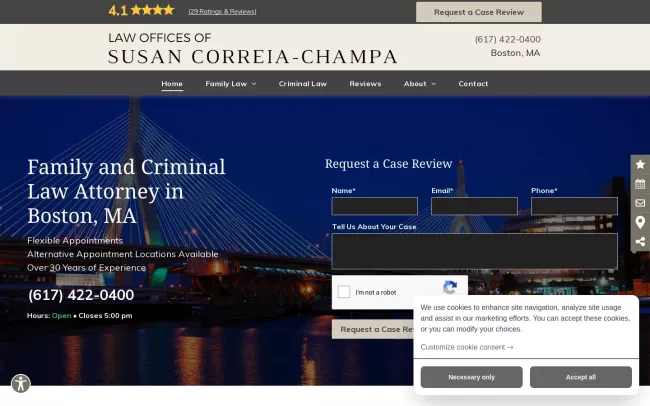 Screenshot of the Law Offices of Susan Correia-Champa Website
