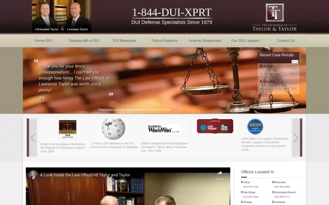Screenshot of the The Law Offices of Taylor & Taylor Website