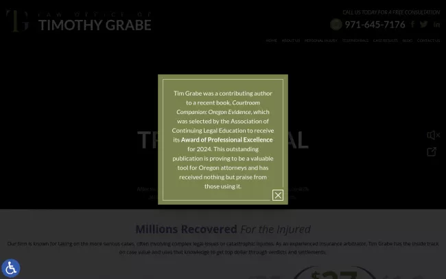 Screenshot of the Law Offices of Timothy Grabe Website
