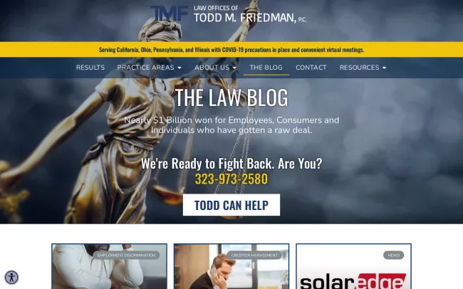 Screenshot of the The Law Offices of Todd M. Friedman Blog