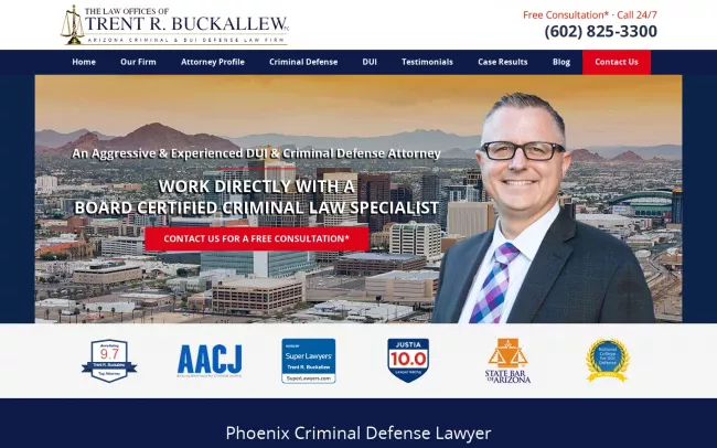 Screenshot of the Law Offices of Trent R. Buckallew, PC Website