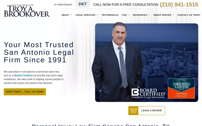 Screenshot of the Law Offices of Troy A. Brookover Website