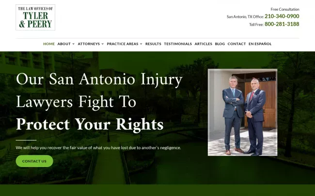 Screenshot of the The Law Offices of Tyler & Peery Website
