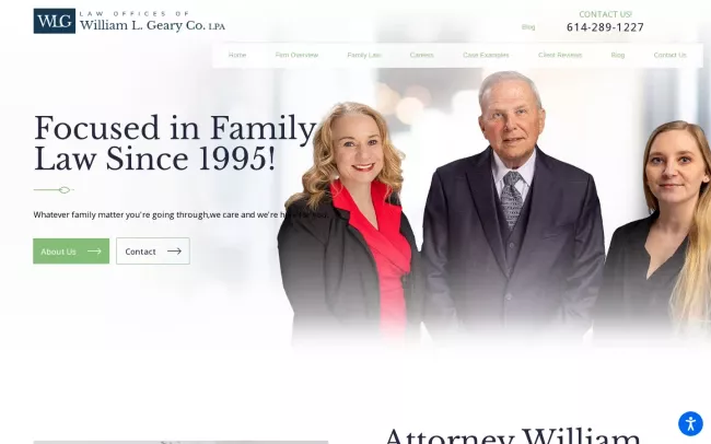 Screenshot of the Law Offices of William L. Geary Co., L.P.A. Website