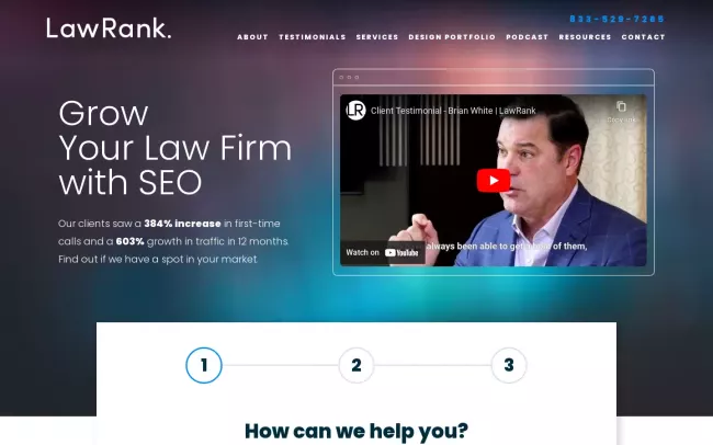 Screenshot of the LawRank Website