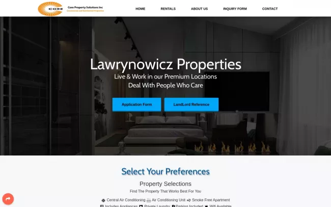 Screenshot of the Lawrynowicz Properties Website