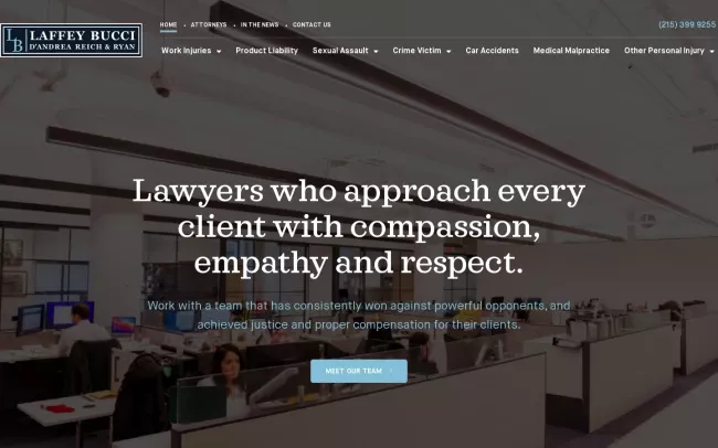 Screenshot of the Laffey Bucci D'Andrea Reich & Ryan Website