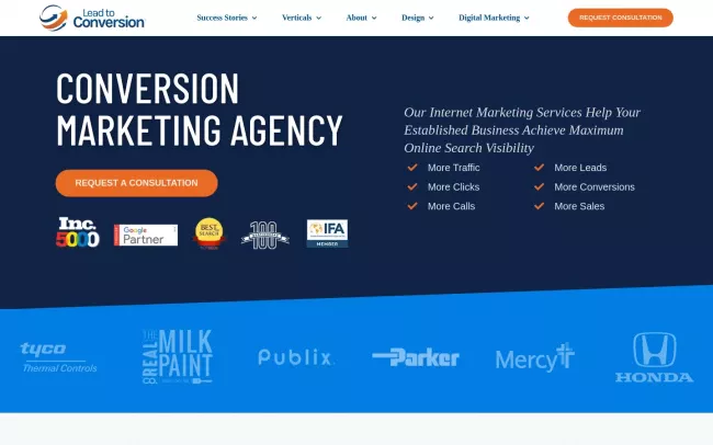Screenshot of the Lead to Conversion Website