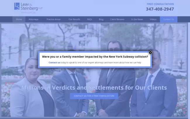 Screenshot of the Leav & Steinberg, LLP Website