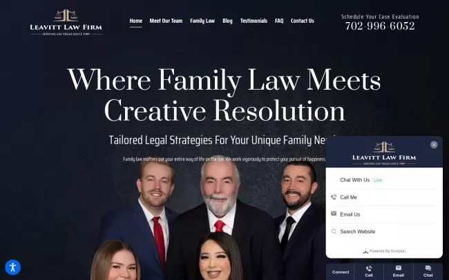 Screenshot of the Leavitt Law Firm Website