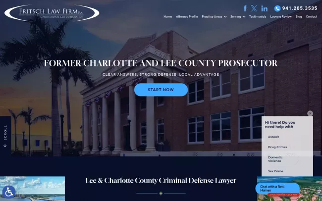 Screenshot of the Lee & Charlotte County, FL Criminal Defense Lawyer Website