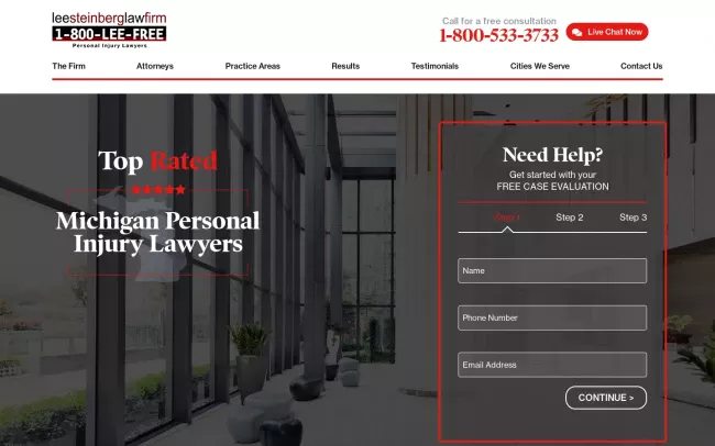 Screenshot of the Lee Steinberg Law Firm Website