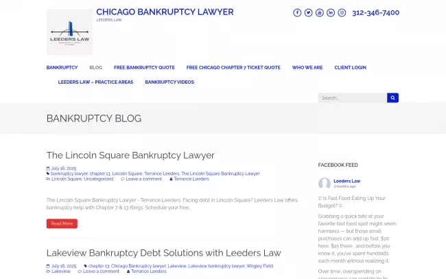 Screenshot of the Leeders Law Bankruptcy Blog Website