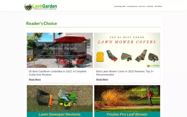 Screenshot of the Leek Garden Blog