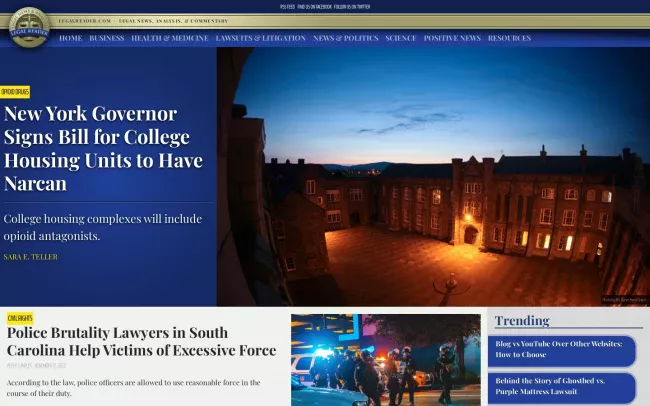 Screenshot of the Legal Reader Blog