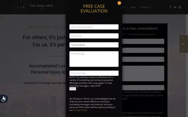 Screenshot of the The Legal Reps APLC Website