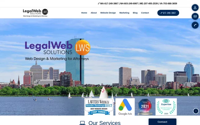 Screenshot of the Legal Web Solutions, LLC Website