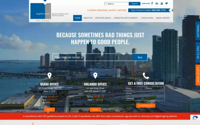 Screenshot of the Leighton Law Website