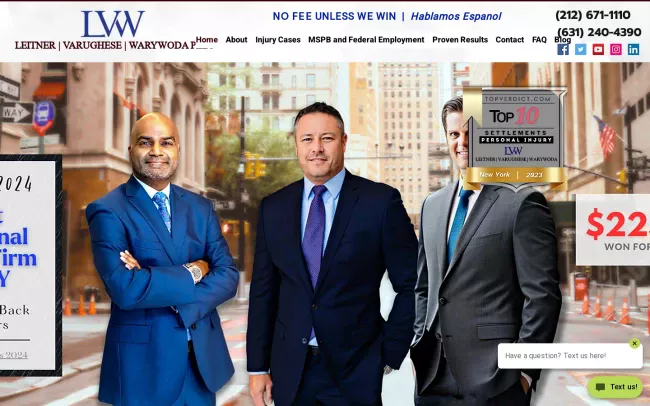 Screenshot of the Leitner Varughese Warywoda PLLC Website