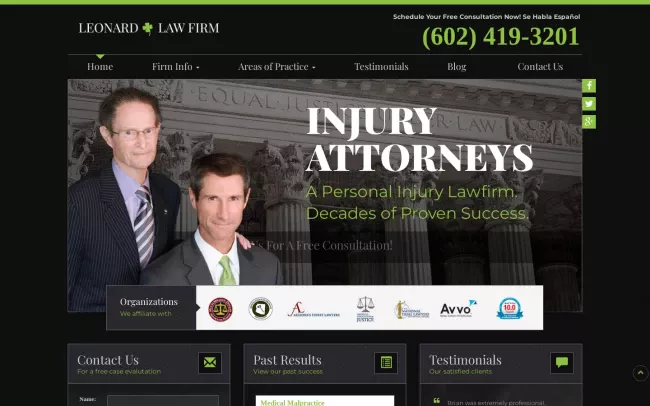 Screenshot of the Leonard Law Firm Website
