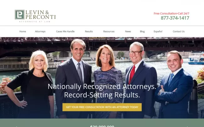 Screenshot of the Levin & Perconti Website