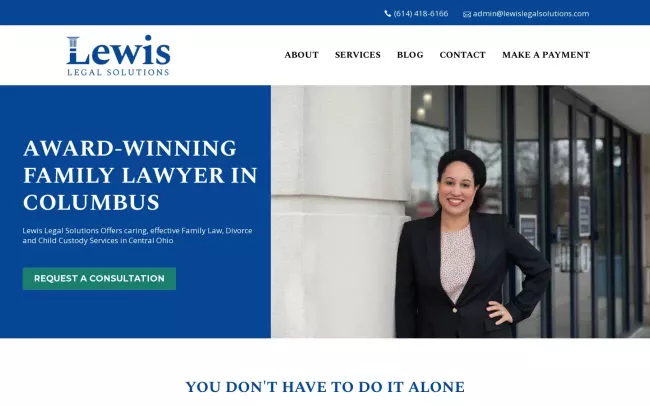 Screenshot of the Lewis Legal Solutions Website