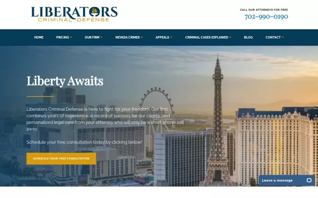 Screenshot of the Liberators Criminal Defense Website
