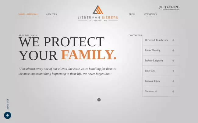 Screenshot of the Lieberman Siebers & Wood Law Firm Website