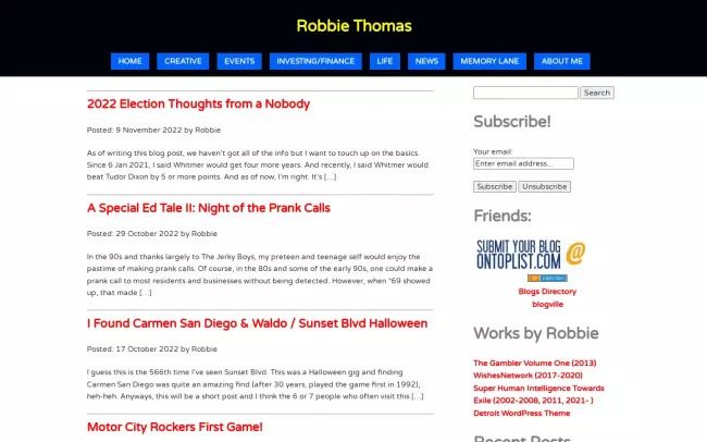 Life and Times of Robbie Thomas