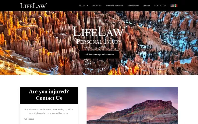 Screenshot of the LifeLaw Personal Injury Website