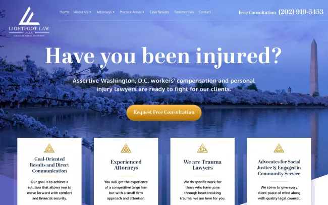 Screenshot of the Lightfoot Law, PLLC Personal Injury Attorneys Website