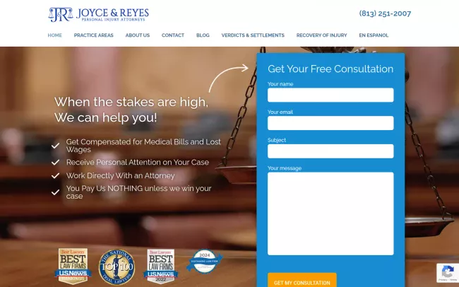 Screenshot of the Lillian J. Reyes-Joyce Website