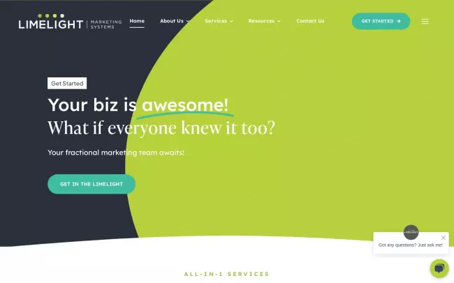 Screenshot of the Limelight Marketing Systems Website