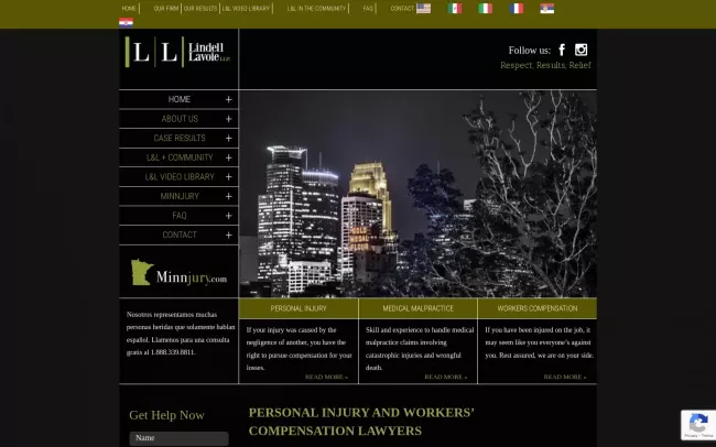 Screenshot of the Lindell & Lavoie LLP Website
