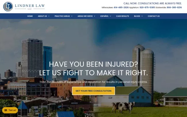 Screenshot of the Lindner Law, LLC Website