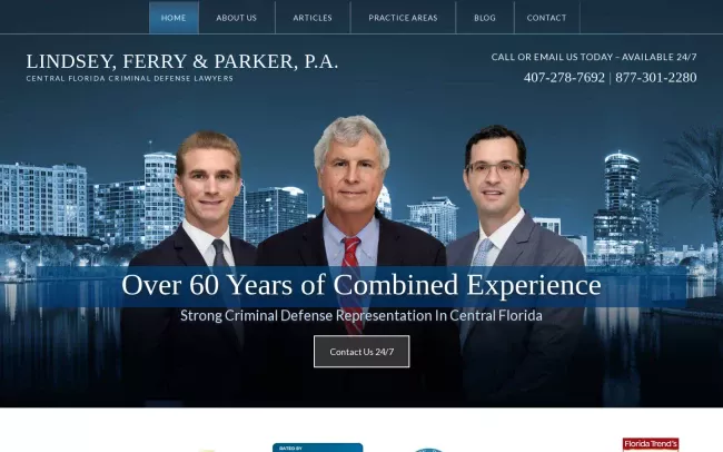 Screenshot of the Lindsey, Ferry & Parker, P.A. Website