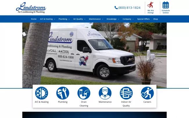 Screenshot of the Lindstrom Air Conditioning & Plumbing Website