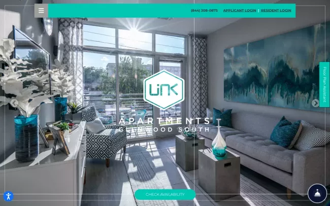 Screenshot of the Link Apartments Glenwood South Website
