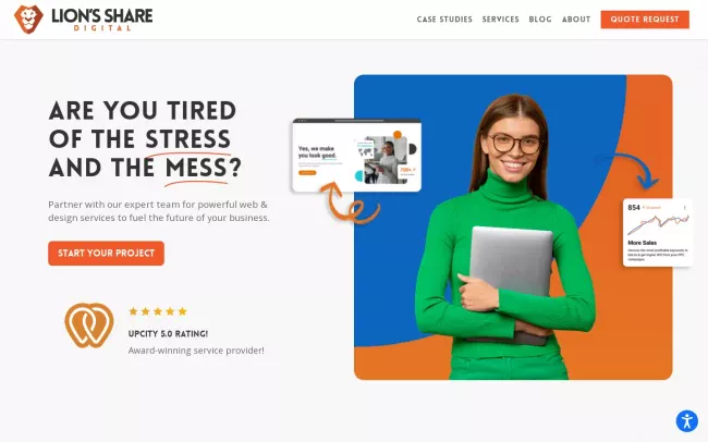 Screenshot of the Lion's Share Digital LLC Website