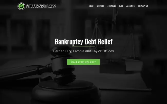 Screenshot of the The Livonia Sikorski Law Firm Website