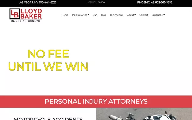 Screenshot of the Lloyd Baker Injury Attorneys Website