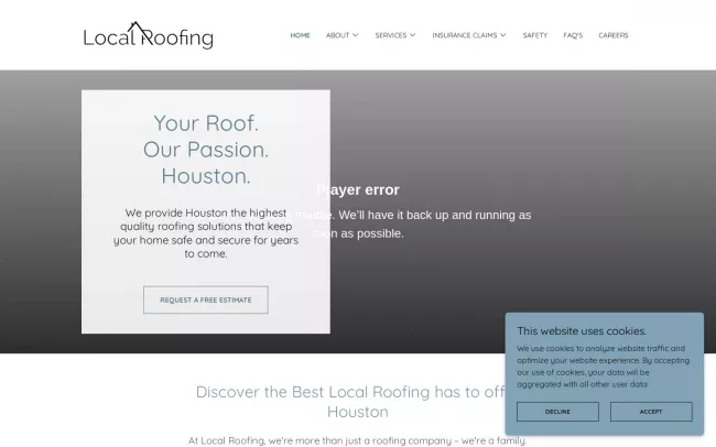 Screenshot of the Local Roofing Website