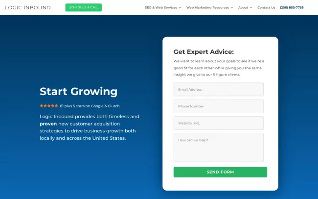 Screenshot of the Logic Inbound Website