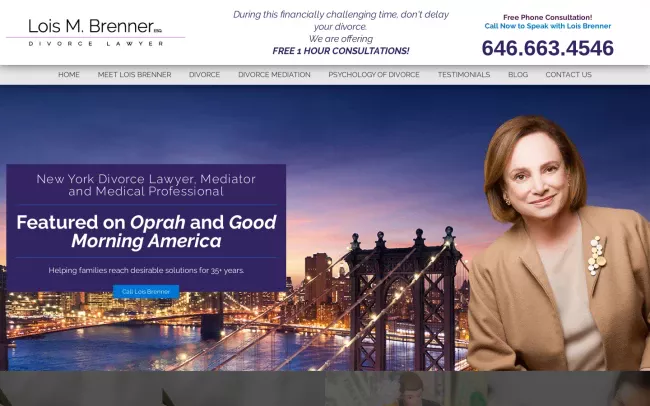 Screenshot of the Lois M. Brenner, Esq Website