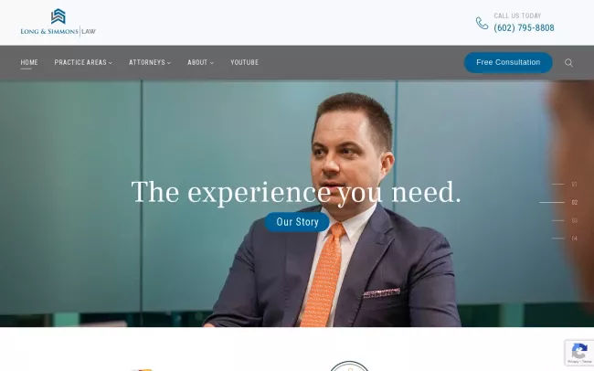 Screenshot of the Long & Simmons Law Website