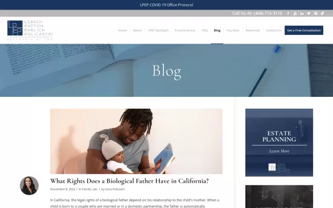 Screenshot of the Lonich Patton Ehrlich Policastri Blog