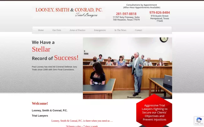 Screenshot of the Looney, Smith & Conrad, P.C. Website
