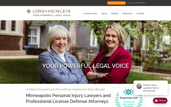 Screenshot of the Lord + Heinlein Website
