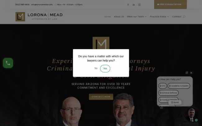 Screenshot of the Lorona Mead, PLC Website